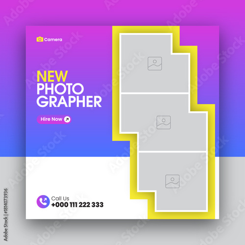 Photography social media post web banner design template