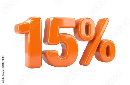 An Orange 15% Percentage Sign Isolated Transparent PNG