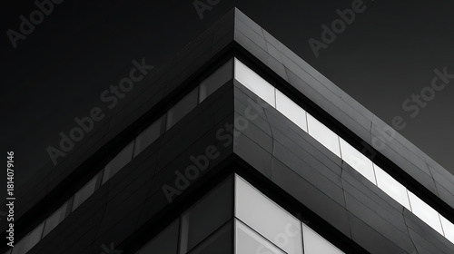 Sharp architectural corner with contrasting dark panels and bright windows architecture building