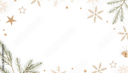 Elegant Festive Border with Snowflakes and Stars for Holiday Greetings and Decor