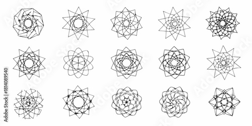 Collection of intricate geometric star and mandala designs