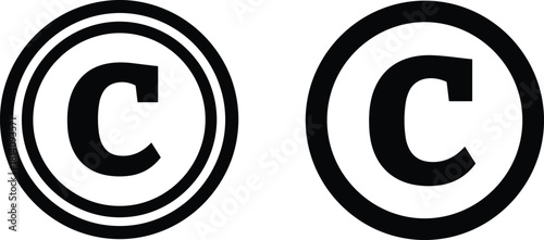 Copyright protection symbol vector illustration with double circle and bold C mark design, legal intellectual property icon, trademark rights sign for branding and security