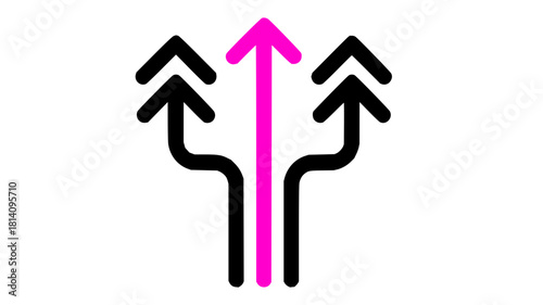 Conceptual illustration depicting upward business trajectory and market growth through a dynamic pink arrow symbolizing progress and success.
