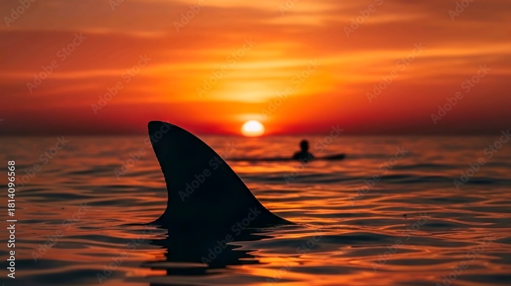 Fototapeta premium Shark Fin in Golden Light
