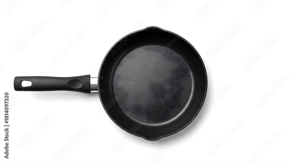 © My page is full - A sleek non-stick frying pan photographed in a top-view layout on a clean white background, highlighting its smooth surface and modern cookware quality.