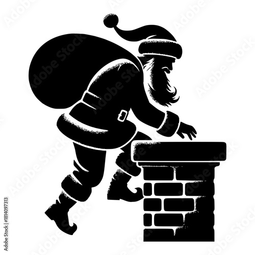 Santa Claus trying to enter a chimney vector ima