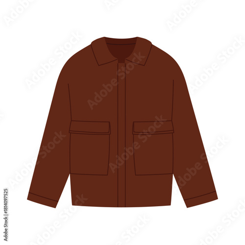 Simple brown men's jacket isolated on white background for fashion and clothing design vector illustration