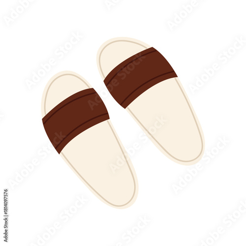 Simple isolated brown Men slide sandals on white background for casual summer fashion vector illustration