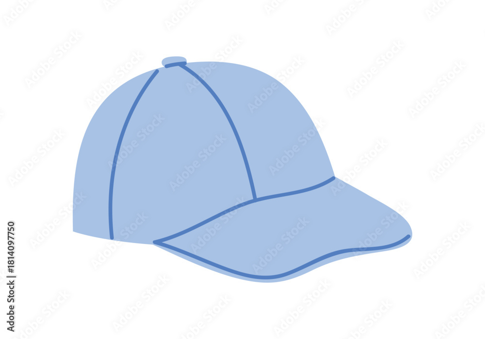 Fototapeta premium Simple blue baseball cap isolated on white background for men outfit and fashion vector illustration