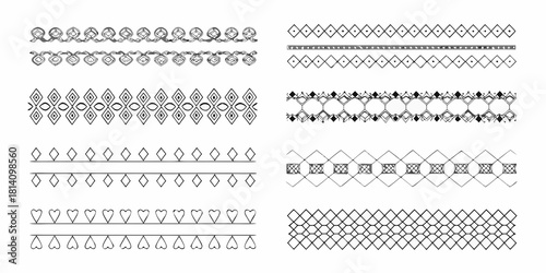 Collection of hand drawn decorative borders and patterns