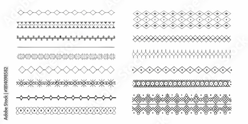 Collection of hand drawn decorative geometric borders and dividers