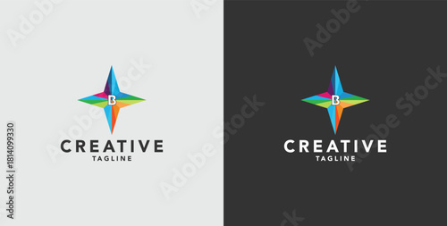 Digital colorful abstract icons, elements and symbols with initial G logo, template