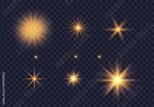 Elegant Gold Spark Star with Soft White Light Beam