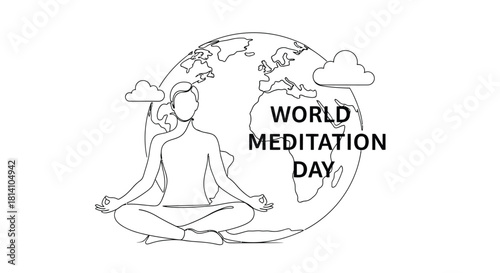 A person meditating in the lotus position with the world held above their head