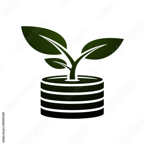 Conceptual image representing financial growth, investment, and the flourishing of capital through a stylized plant sprouting from a stack of coins