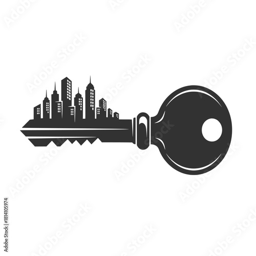 City Key Unlocking Urban Real Estate Opportunities with a Skyline Silhouette