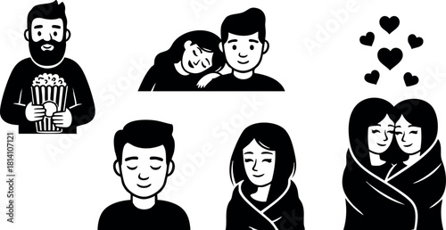Couple love romantic relationship happy together affection hearts vector illustration