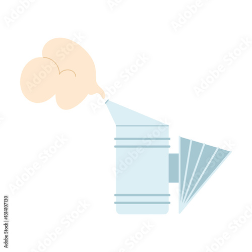 Simple isolated beekeeping smoker tool for honey production and apiary equipment vector illustration