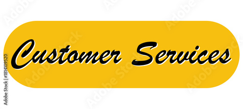 Customer service banner design illustration. Red and white label with modern calligraphy font