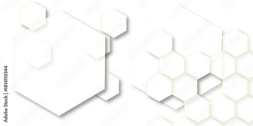 Fototapeta premium Abstract Hexagon Pattern on White. Bright white abstract hexagon wallpaper or background -3d render. abstract geometric pattern of white hexagons, hexagon concept design abstract technology background
