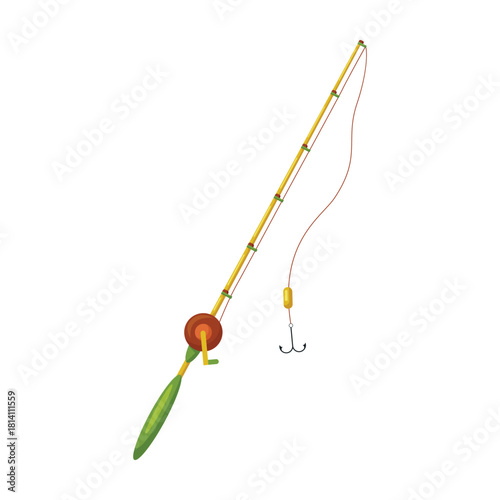 A colorful fishing rod with an attractive lure, designed for anglers seeking adventure and excitement