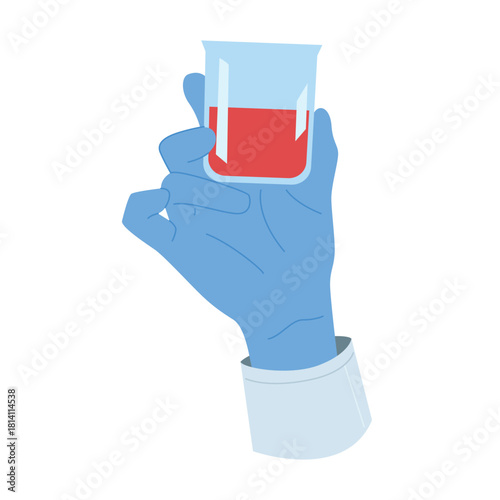A bluegloved hand holds a beaker filled with vibrant red liquid, symbolizing essential scientific research