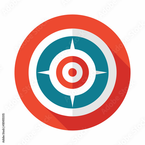 Target symbol with compass points isolated on white background