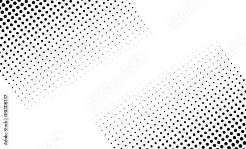 Diagonal halftone gradient dot pattern for abstract backgrounds and modern design overlays on transparent background