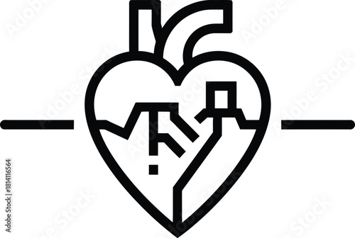 Heart attack and broken heart medical icon
