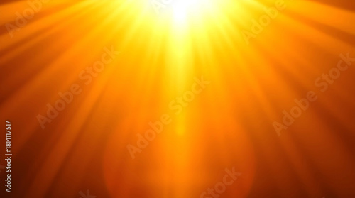 Blurred bright orange sunlight with rays shining through in a warm glow, overlay background, global warming concept  