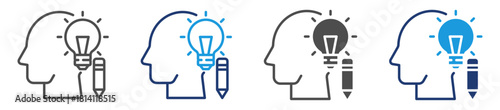 creative thinking  icon sheet with multiple style