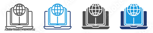 e-learning platforms  icon sheet with multiple style