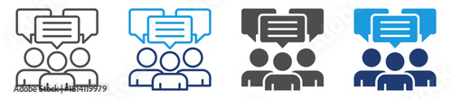 group discussion  icon sheet with multiple style