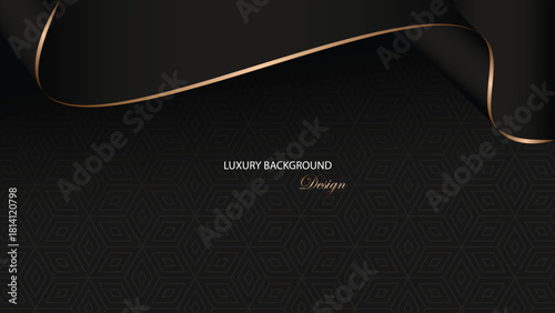 Black luxury background vector design. Gold and black background with seamless pattern. Suit for banner, backdrop, award, certificate, invitation, presentation, card, and others