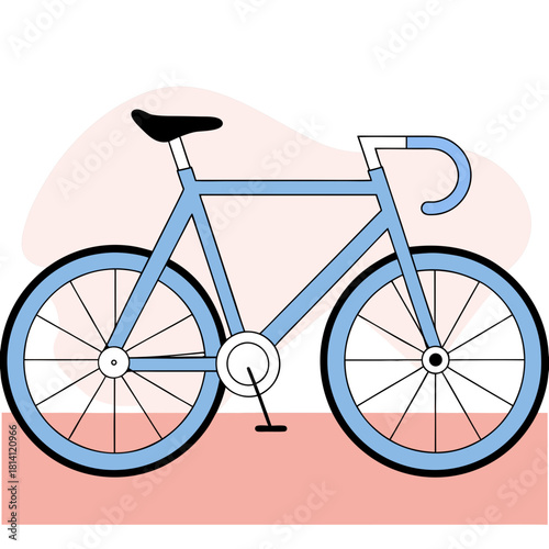 Illustration of a light blue road bicycle with drop handlebars