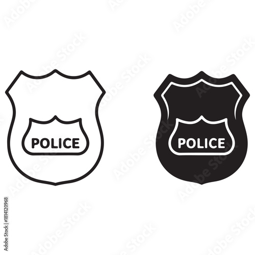 Clean Police Badge and Shield Icons in Outline and Glyph Styles