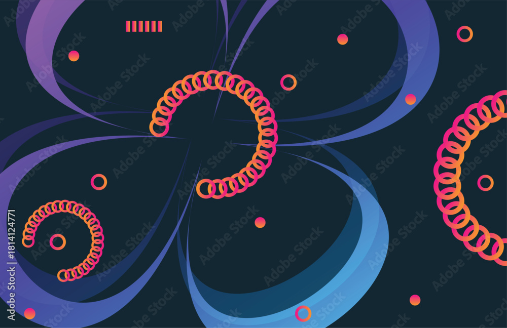 Obraz premium Abstract dynamic shapes gradient background featuring circle,lines and elements perfect for banner and poster design