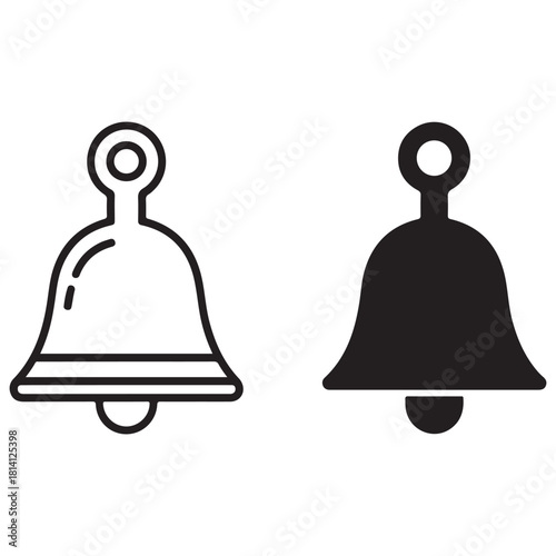 Two Bell Icons in Outline and Solid Styles on a White Background