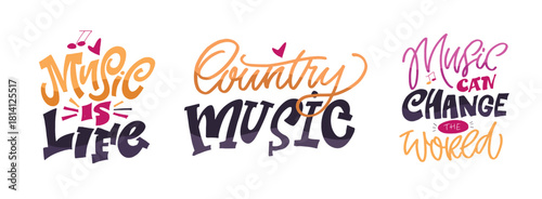 Funny hand drawn doodle lettering quote about music. Lettering for t-shirt design, mug print, bag print, clothes fashion. 100% hand drawn vector image.