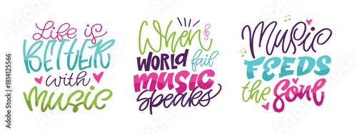 Funny hand drawn doodle lettering quote about music. Lettering for t-shirt design, mug print, bag print, clothes fashion. 100% hand drawn vector image.