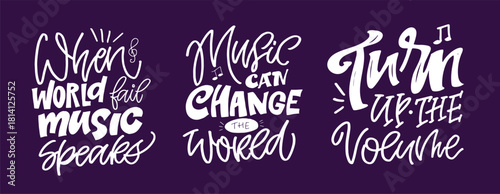 Funny hand drawn doodle lettering quote about music. Lettering for t-shirt design, mug print, bag print, clothes fashion. 100% hand drawn vector image.