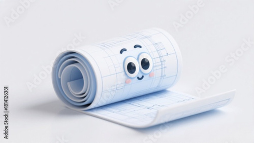 A rolled up newspaper rests isolated on white beside a black digital camera lens