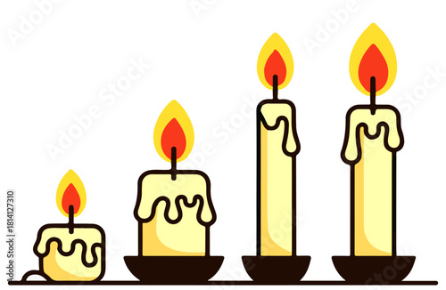 Birthday candles on black background, candle, birthday, celebration, flame, fire, light, candles, candlelight, festival, candlestick, vector, illustration.