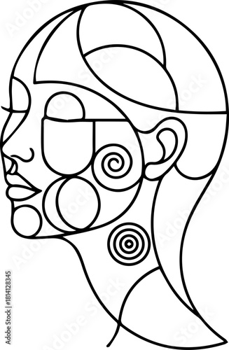 Abstract female face composed of geometric curves.eps