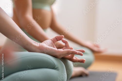 Wallpaper Mural Asian yoga meditation breathing calm mindfulness wellness focus relaxation posture health balance stretch Torontodigital.ca