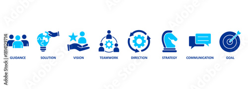 Leadership concept vector illustration with icons