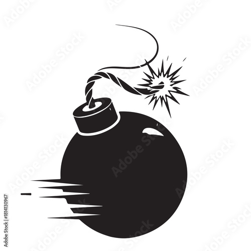 Dynamic Cartoon Bomb with Sparking Fuse and Speed Effect