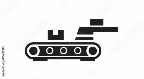Industrial conveyor belt system moving components in automated manufacturing