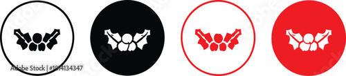 Holly Leaves and Berries Icon Set | Circular Buttons and Badges in Multiple Color Styles