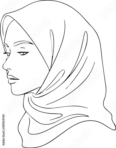 Woman wearing headscarf silhouette.eps